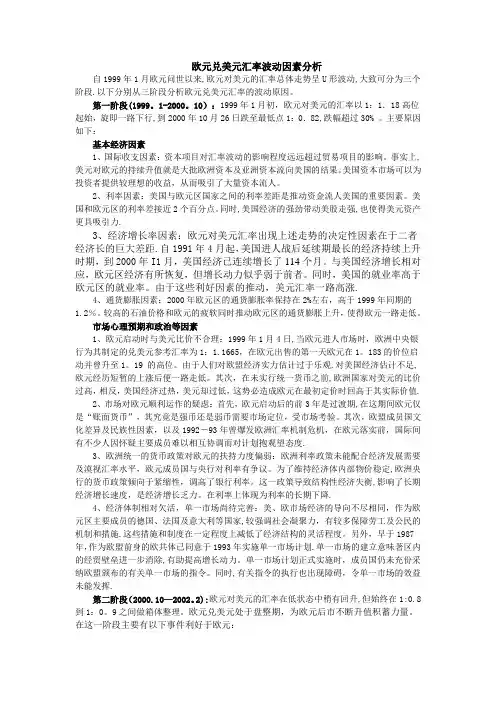 欧元兑美元汇率波动因素分析