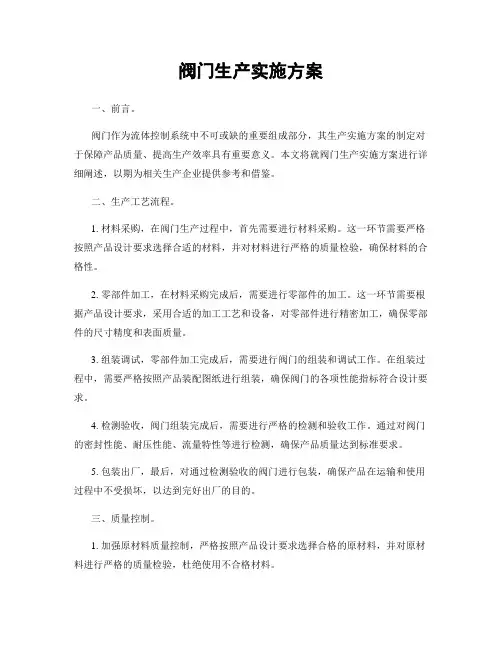阀门生产实施方案