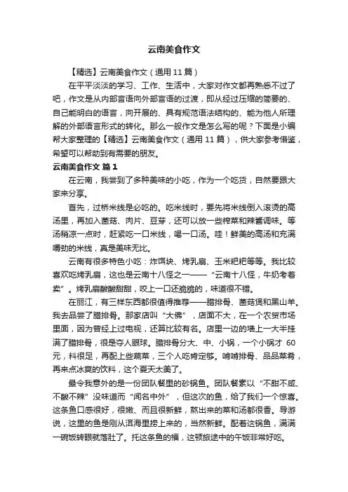 云南美食作文