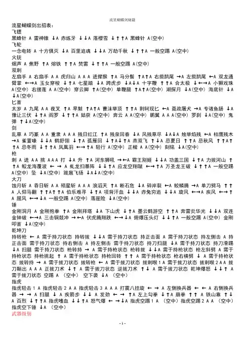 流星蝴蝶剑攻略