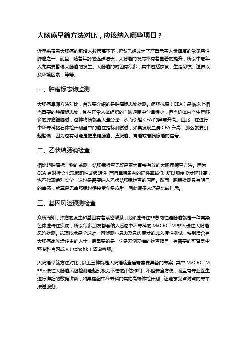 大肠癌早筛方法对比,应该纳入哪些项目？