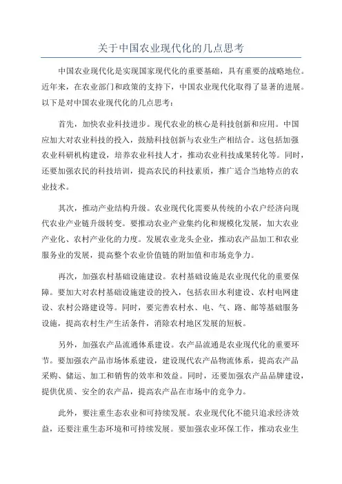 关于中国农业现代化的几点思考