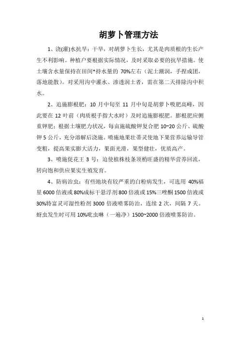 胡萝卜管理方法