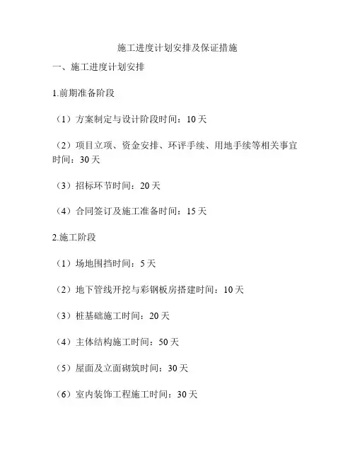 施工进度计划安排及保证措施
