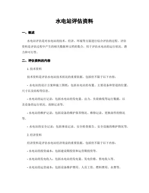水电站评估资料