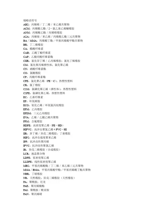 塑料缩略语符号