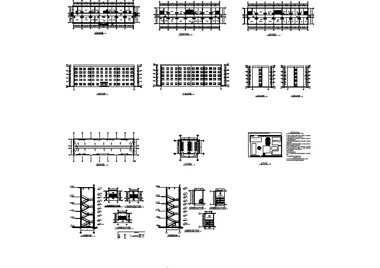 唐山某市级医院4000平米五层框架结构办公楼平立剖面设计CAD图纸