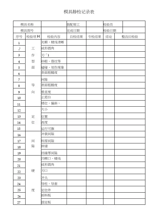 模具静检记录表
