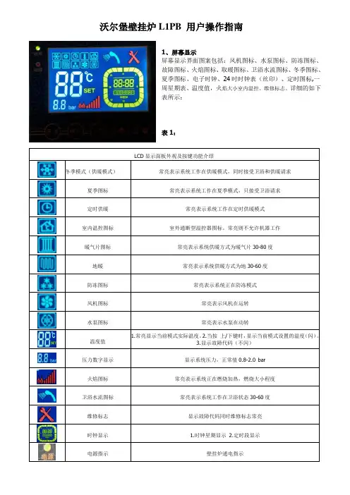 沃尔堡壁挂炉L1PB用户操作指南1212