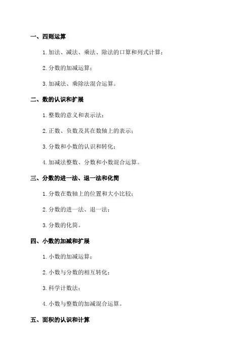 五年级下册数学总复习知识点归纳