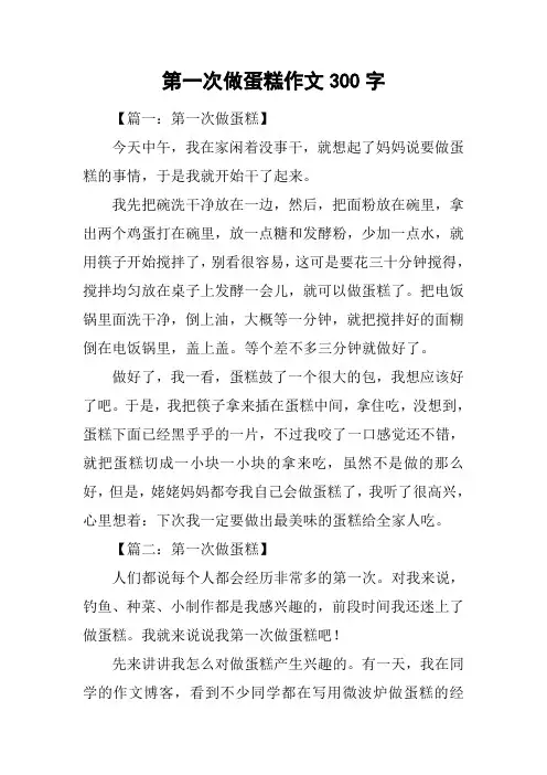 第一次做蛋糕作文300字