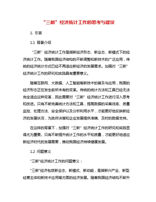 “三新”经济统计工作的思考与建议