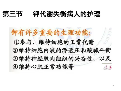 钾代谢失衡病人的护理ppt课件