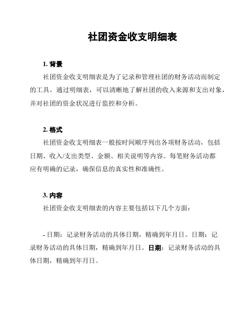 社团资金收支明细表