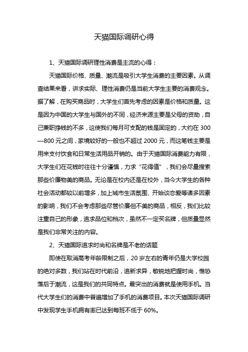 天猫国际调研心得
