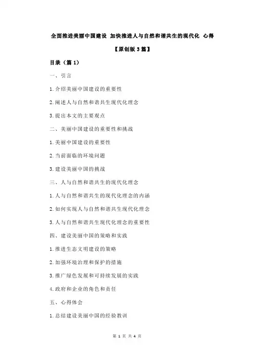 全面推进美丽中国建设 加快推进人与自然和谐共生的现代化 心得