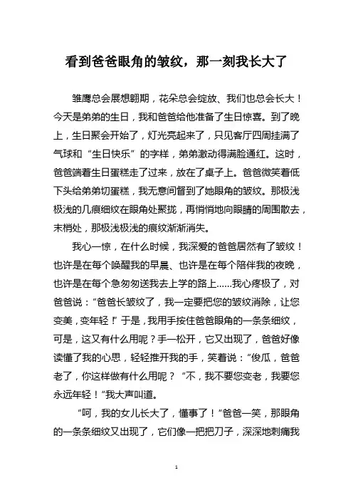 看到爸爸的皱纹那一刻我长大了作文