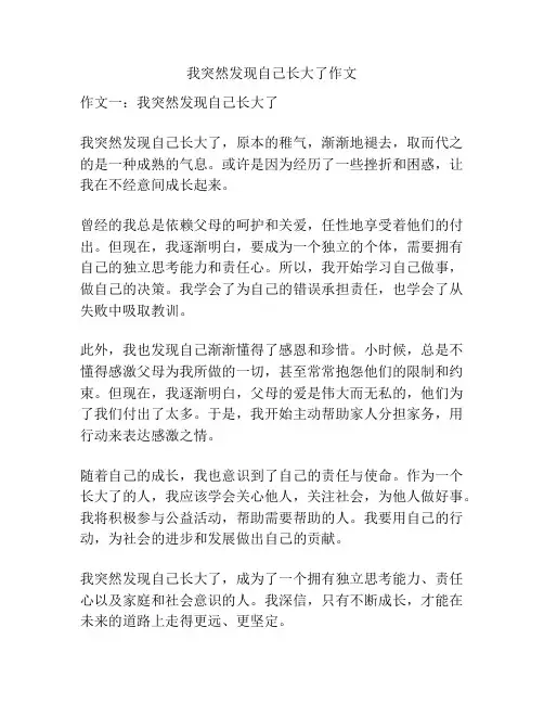 我突然发现自己长大了作文