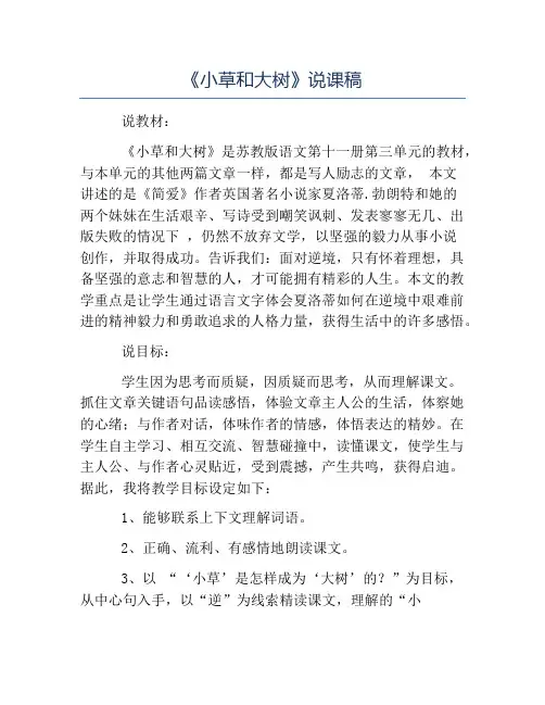 热门-《小草和大树》说课稿