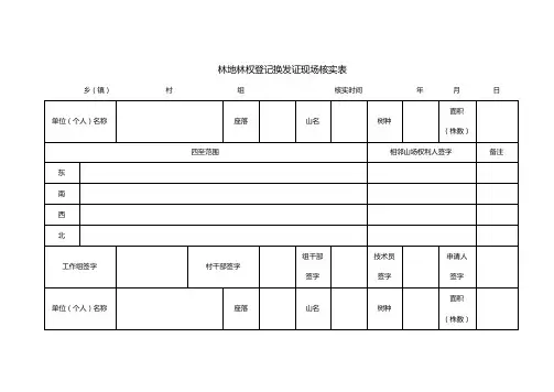 林地林权登记换发证现场核实表
