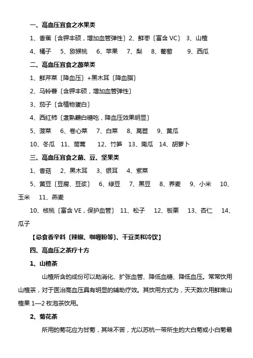 高血压宜食之蔬菜水果