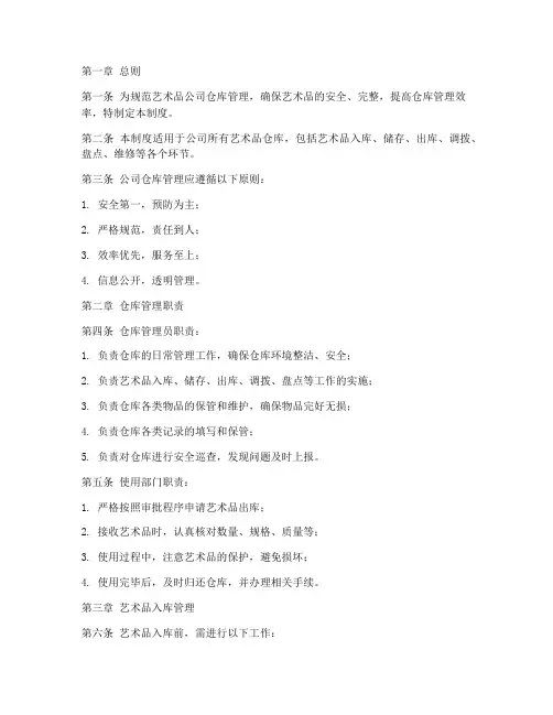 艺术品公司仓库管理制度