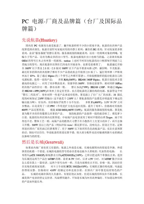 PC电源排名----