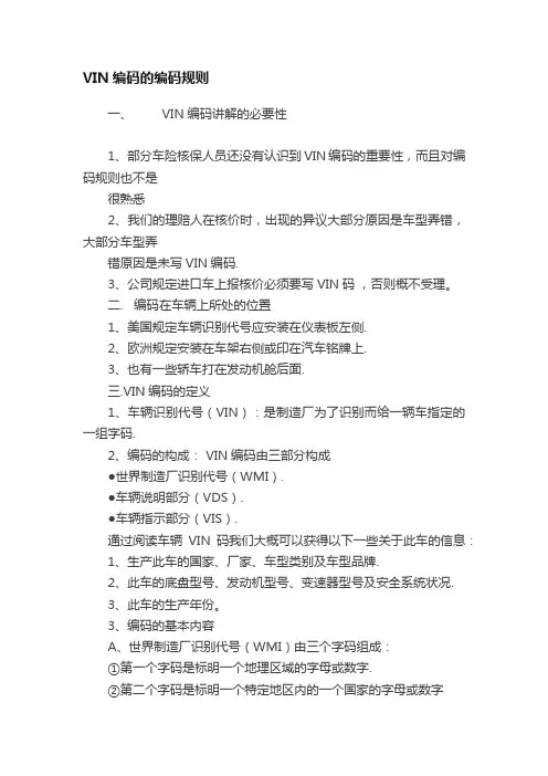VIN编码的编码规则