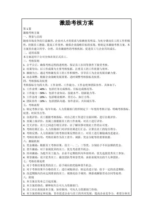 激励考核方案