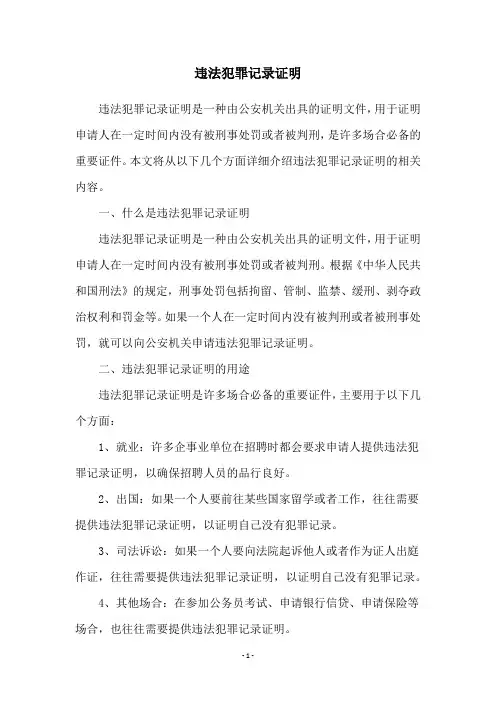 违法犯罪记录证明