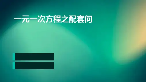 一元一次方程之配套问题