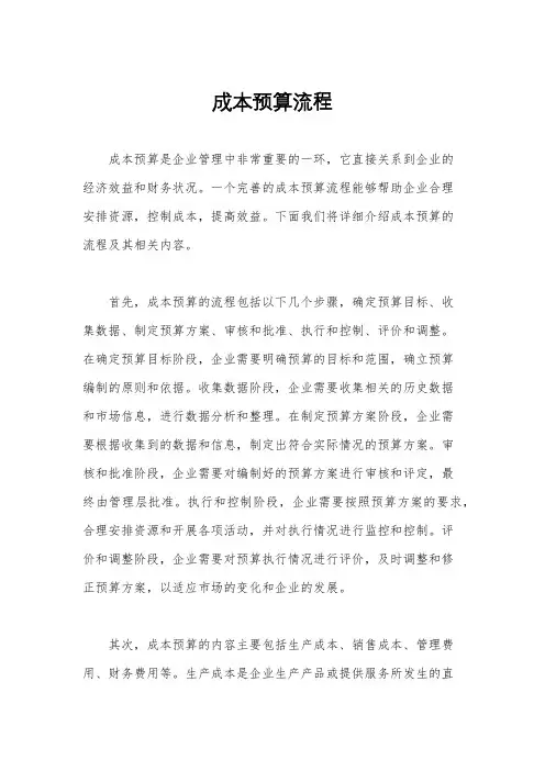 成本预算流程