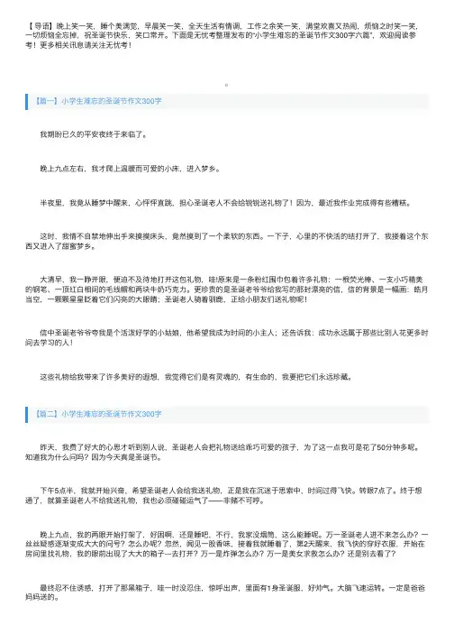 小学生难忘的圣诞节作文300字六篇