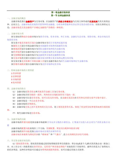 金融基础知识(重要资料归纳)