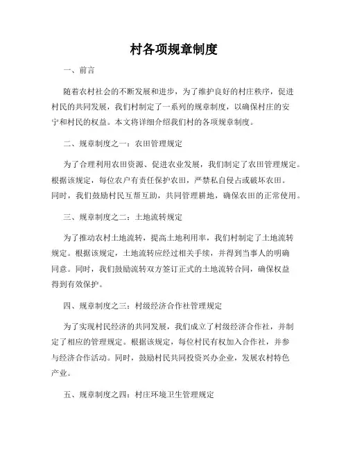 村各项规章制度