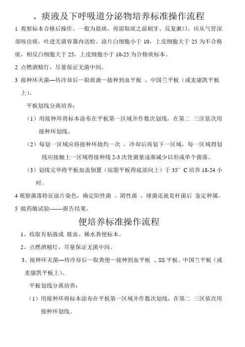 痰液及下呼吸道分泌物培养简易操作规程