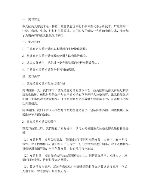 激光拉曼光谱实习报告