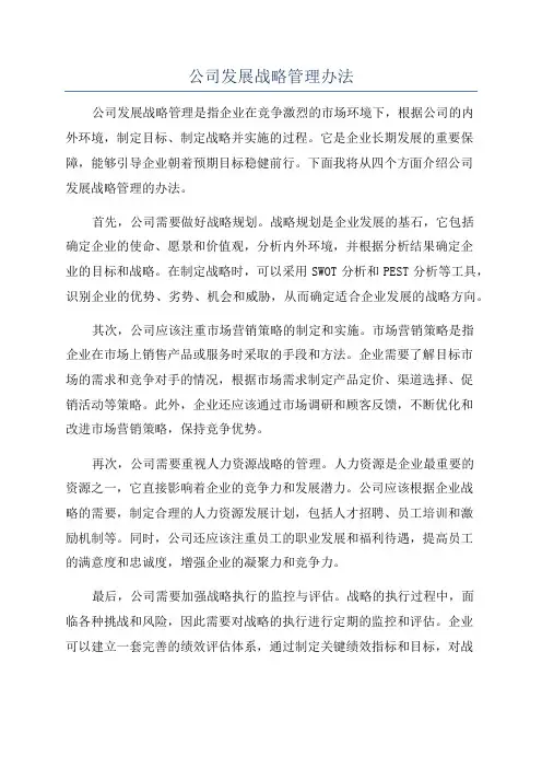 公司发展战略管理办法