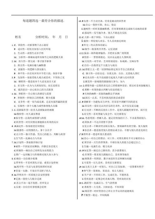 PCSM性格分析量表