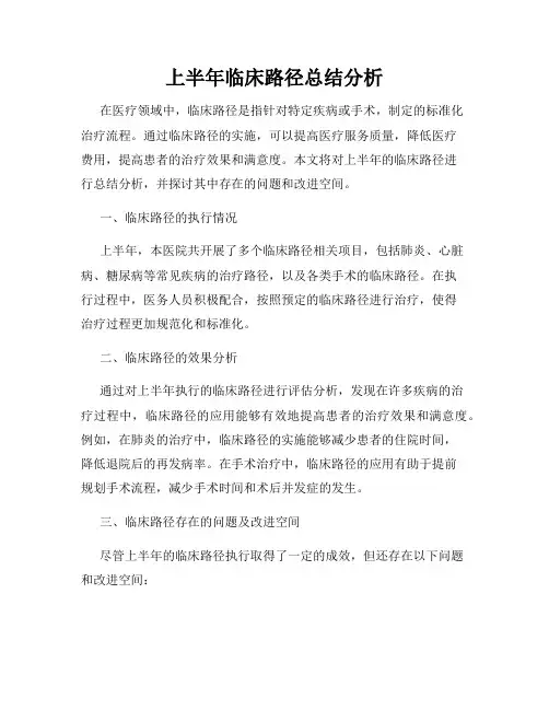 上半年临床路径总结分析