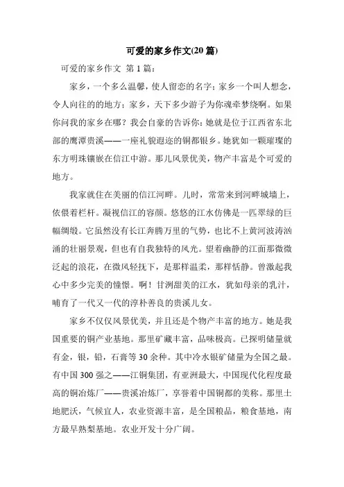 新整理可爱的家乡作文(20篇)