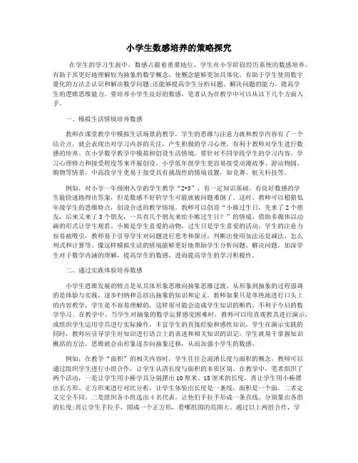 小学生数感培养的策略探究