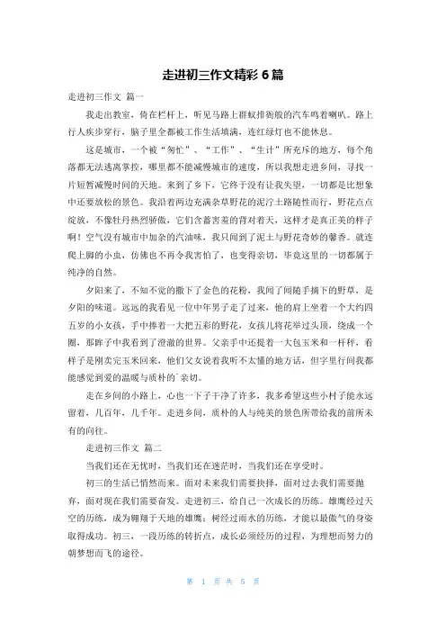 走进初三作文精彩6篇