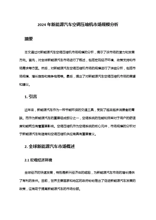 2024年新能源汽车空调压缩机市场规模分析