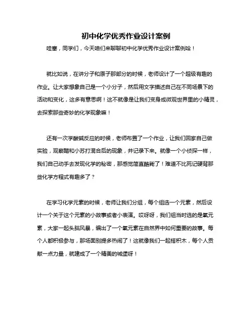 初中化学优秀作业设计案例