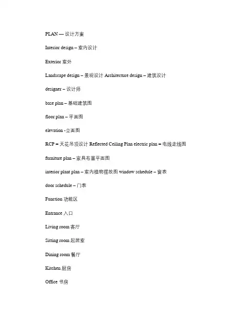 室内设计图纸中常用英文单词.