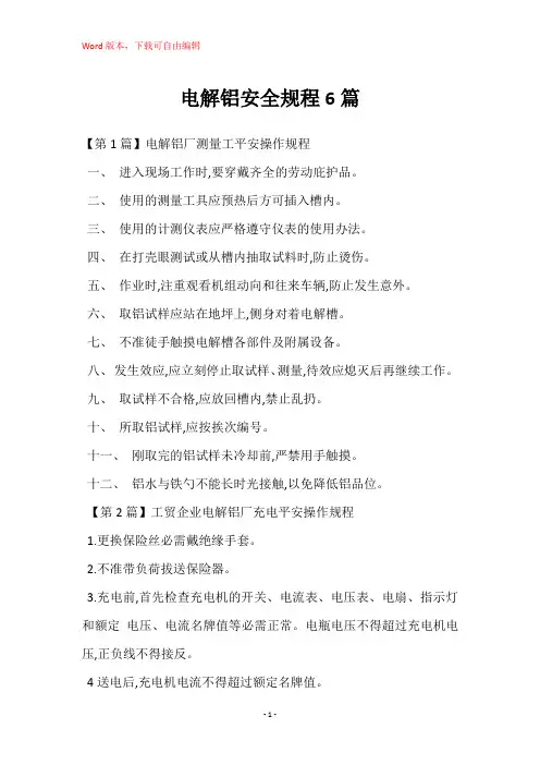电解铝安全规程6篇