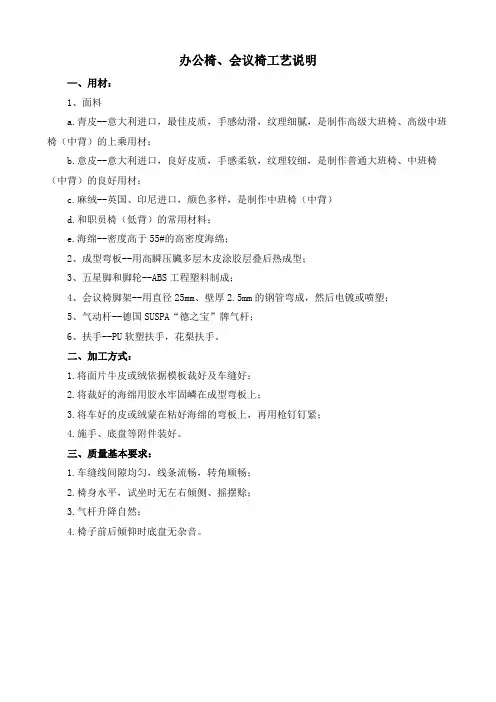 办公椅、会议椅工艺说明