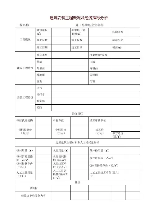 建筑安装工程概况及经济指标分析