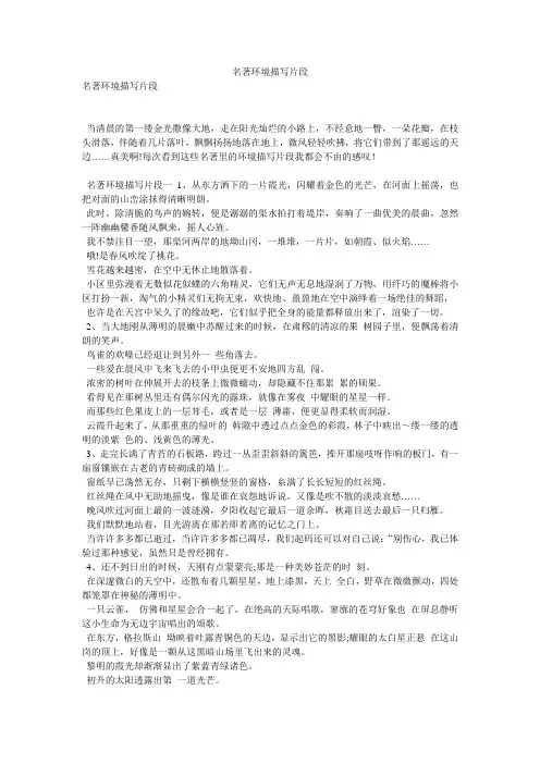 名著环境描写片段